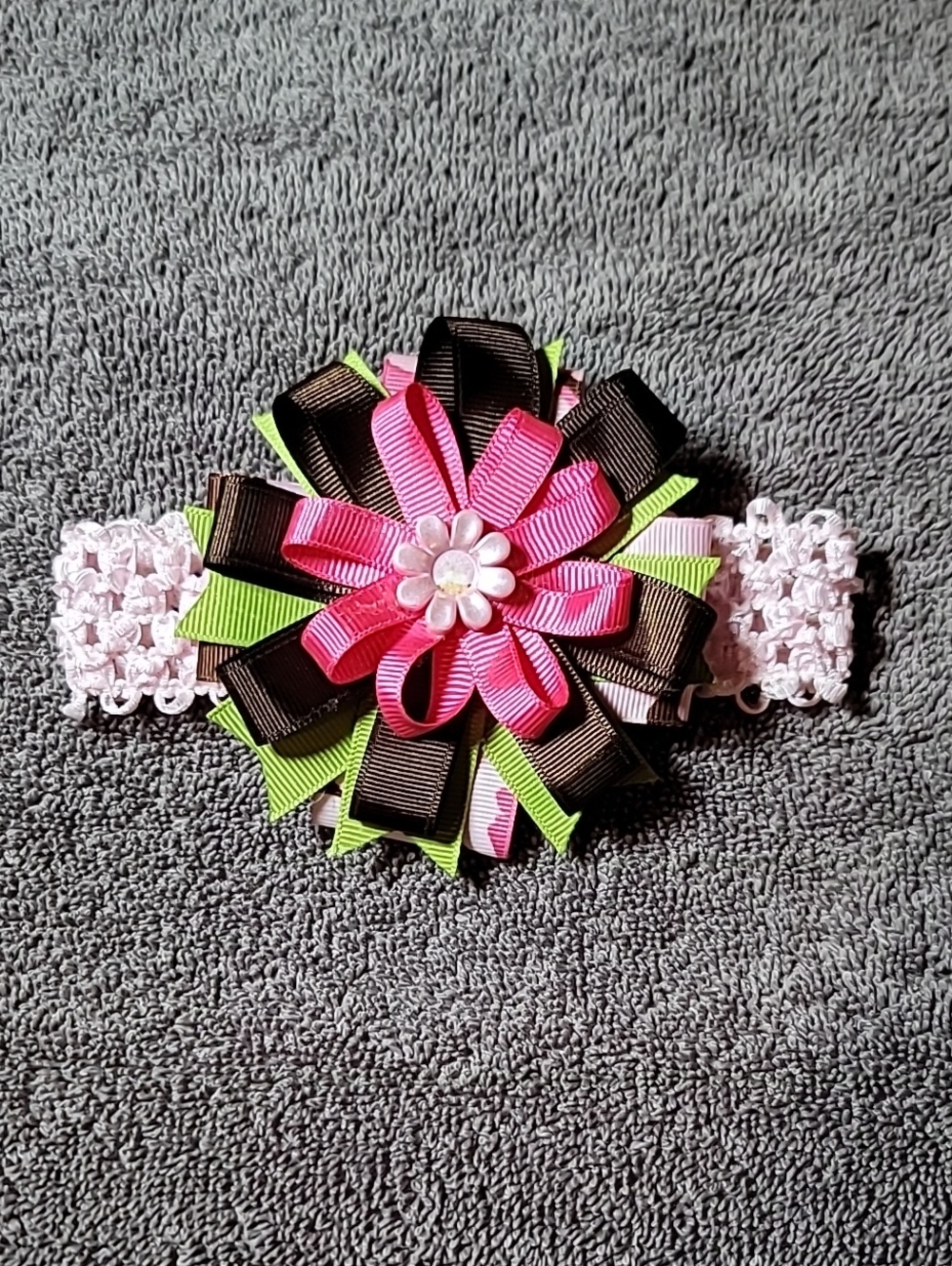 Pink, Brown & Green Floral Girls' Headband